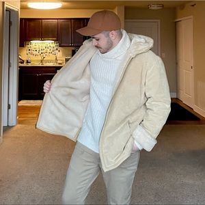 St. John’s Bay large genuine suede leather fur coat